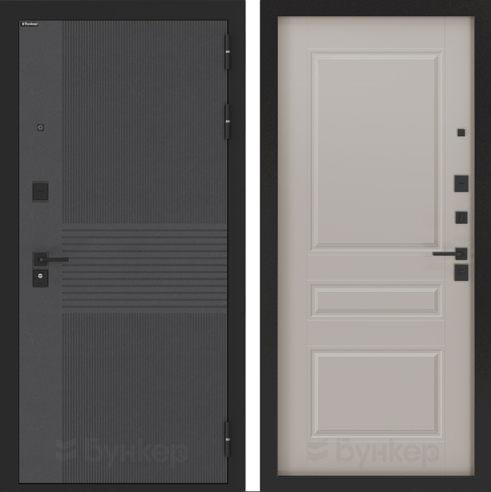 Входная металлическая дверь с зеркалом Бункер HIT B-05/ ФЛ-711 Капучино (темно-белый, без тесктуры)