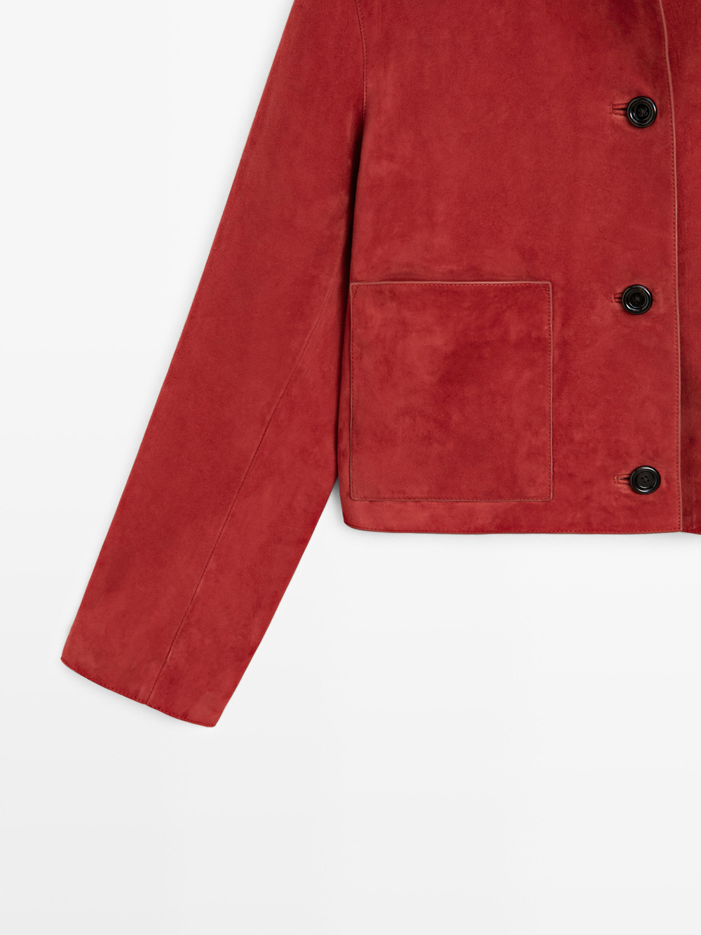 Massimo Dutti Короткая замшевая кожаная куртка, красный