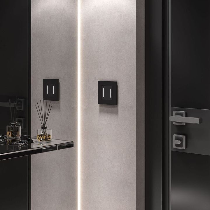 Сенсорный выключатель двухклавишный Werkel с подсветкой черный W4522008 4690389198052