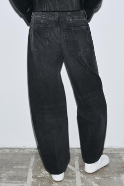 ZARA ЗАУЖЕННЫЕ ДЖИНСЫ С ВЫСОКОЙ ПОСАДКОЙ — ZW COLLECTION, ЧЕРНЫЙ