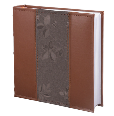 Фотоальбом BRAUBERG на 200 фото 10х15 см, под кожу (комбинированную), бумажные страницы, бокс, коричневый, 390483-RM