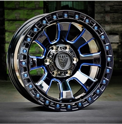 Диск колёсный литой BEAST OFFROAD 9604N R17 8,5 ET0 Blue Gloss Black W Milled Spokes