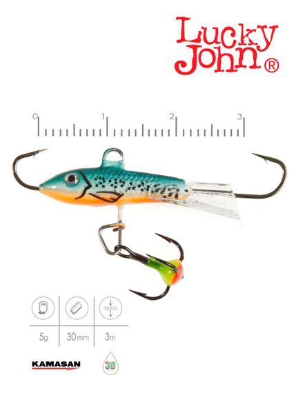 Балансир Lucky John CLASSIC 3 с тр. 30мм/53 блистер