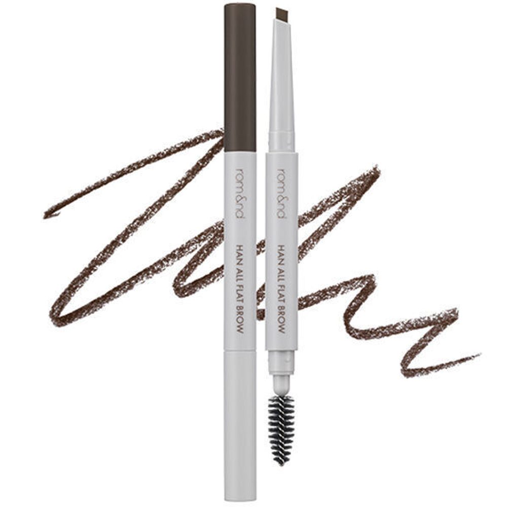 Kарандаш для бровей Rom&nd Han All Flat Brow #W1 Gentle Brown, 0.17г