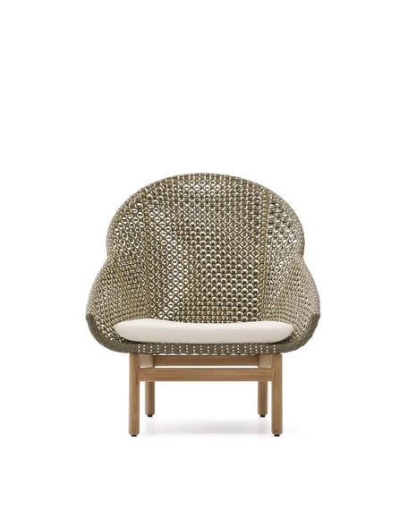 Кресло Olbia с высокой спинкой из искусственного ротанга и массива тика