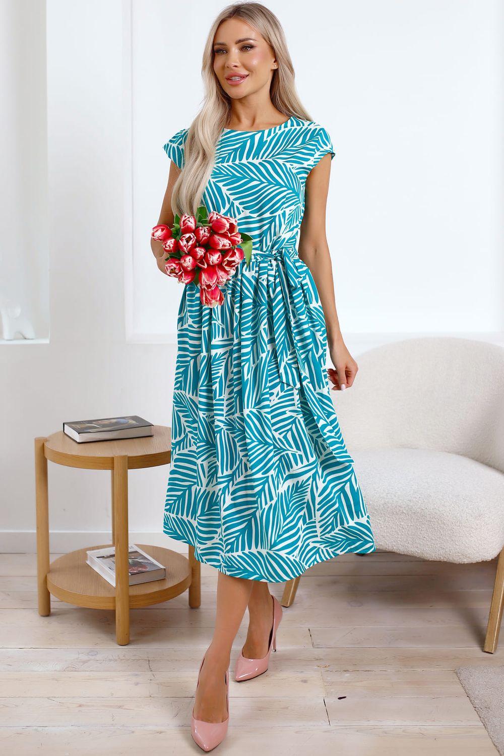 Платье Ольга (зелено-белое) П15886-45М LT Collection