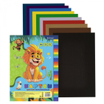 Картон цветной Alingar, А4, немелованный, 10 листов, 10 цветов, односторонний, зол+серебро, пакет, "Лев"