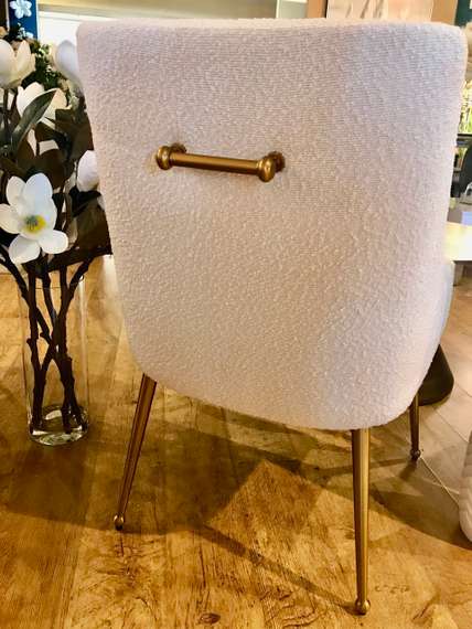 Стул Senna, белое букле с золотыми ножками