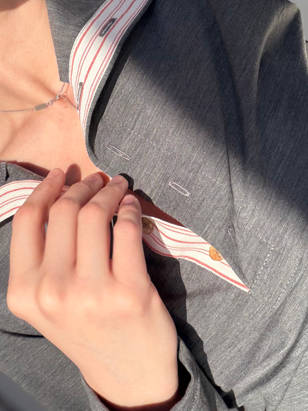 Лонг со стойкой серый шерстяной