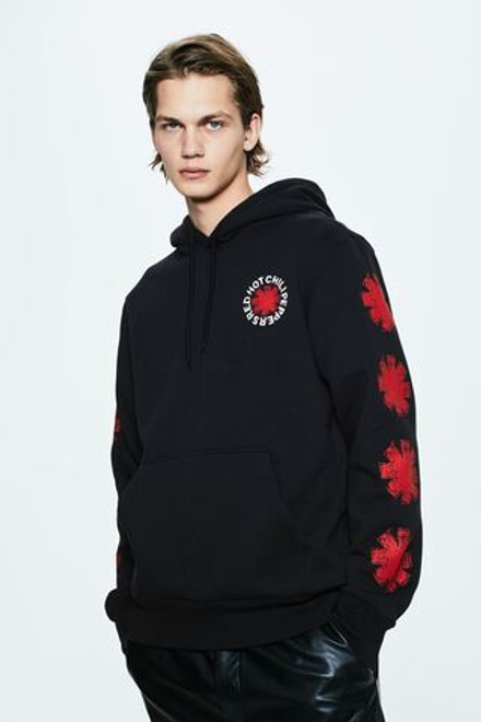 H&M ТОЛСТОВКА С ПРИНТОМ, ЧЕРНЫЙ