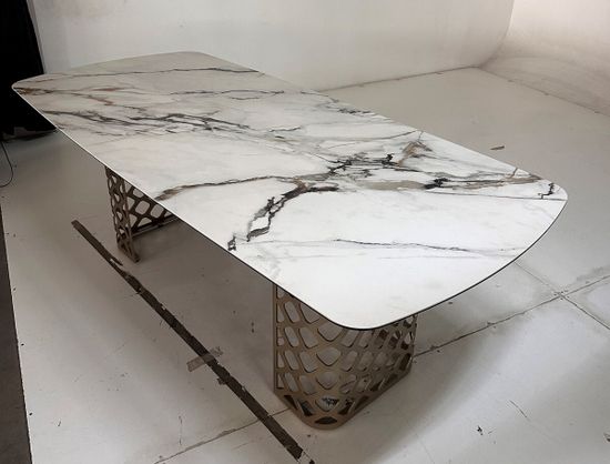 Стол CHIAVARI 220 KL-188 Контрастный мрамор матовый, итальянская керамика/шампань