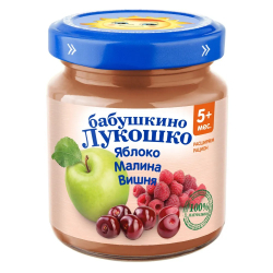 Пюре из яблок, малины и вишни 100г "Бабушкино лукошко"