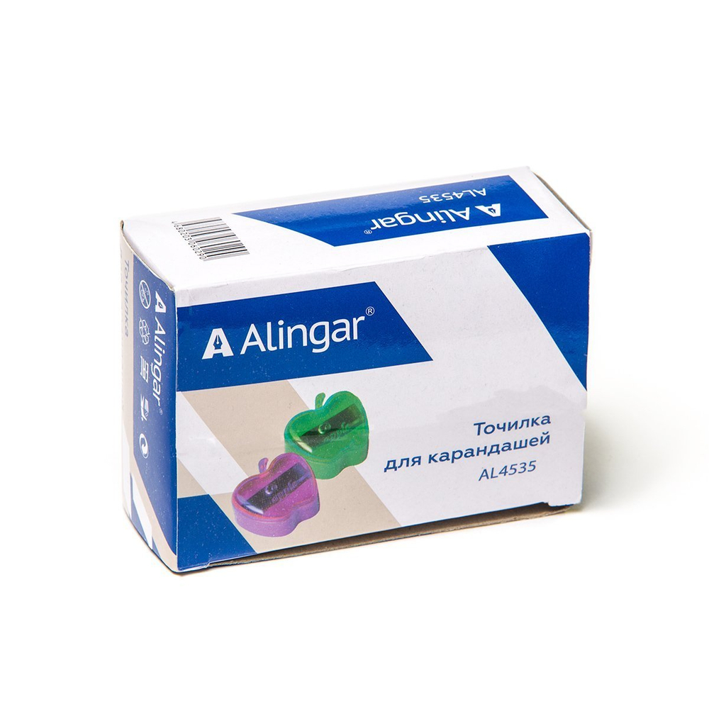 Точилка пластиковая Alingar "Яблоко", 1 отверстие, цвет ассорти, картонная упаковка