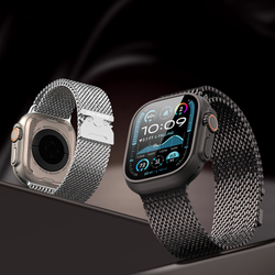 Ремешок из нержавеющей стали серого цвета для смарт часов Apple Watch 38, 40, 41 и 42мм, серия Milanese Air Series (миланская петля) от Dux Ducis