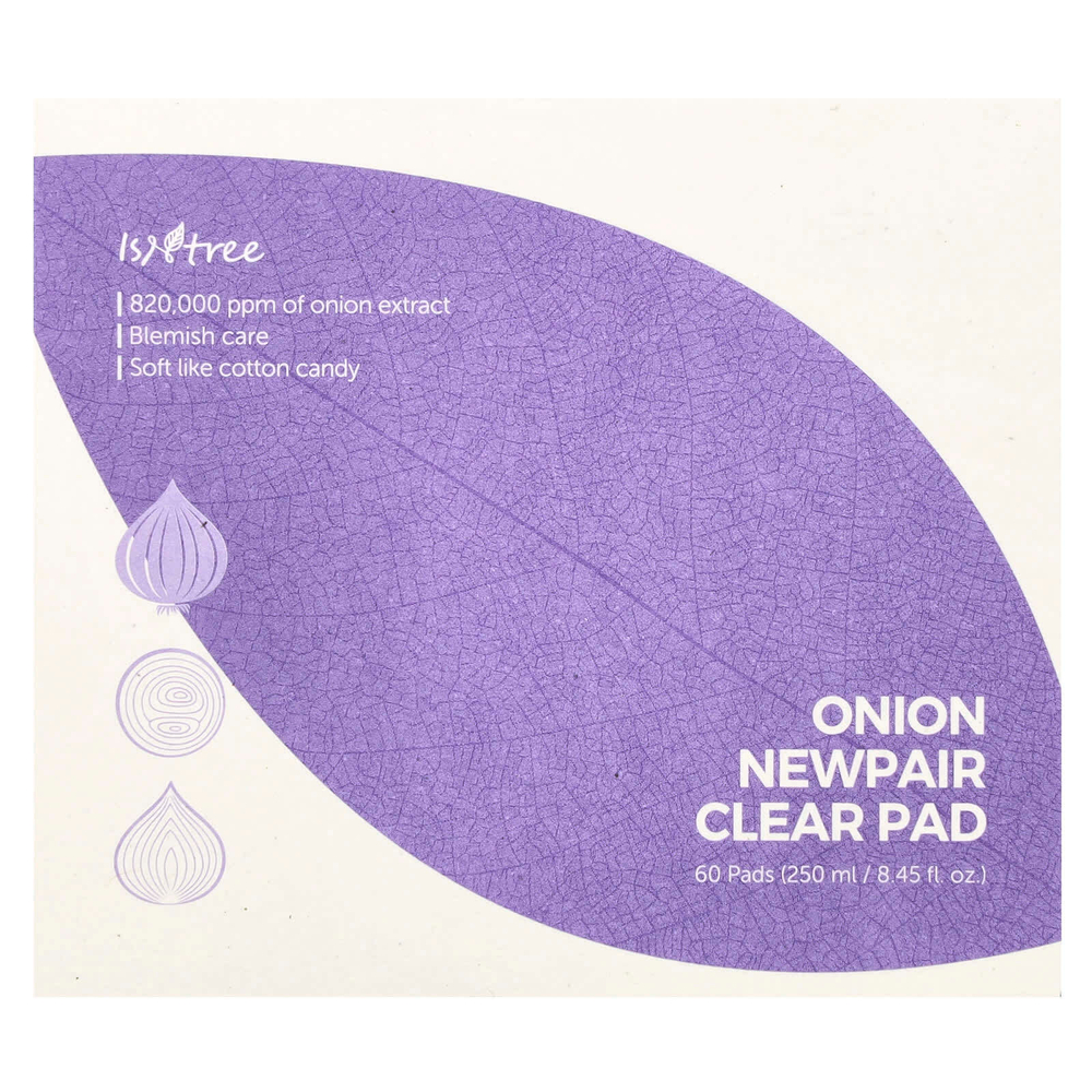 ISNtree, Onion Newpair, прозрачные салфетки, 60 салфеток, 250 мл (8,45 жидк. унц.)
