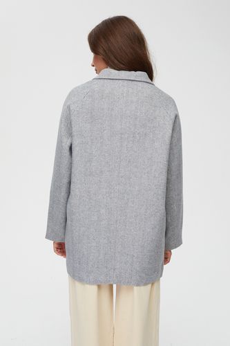 Двубортный серый пиджак из шерсти