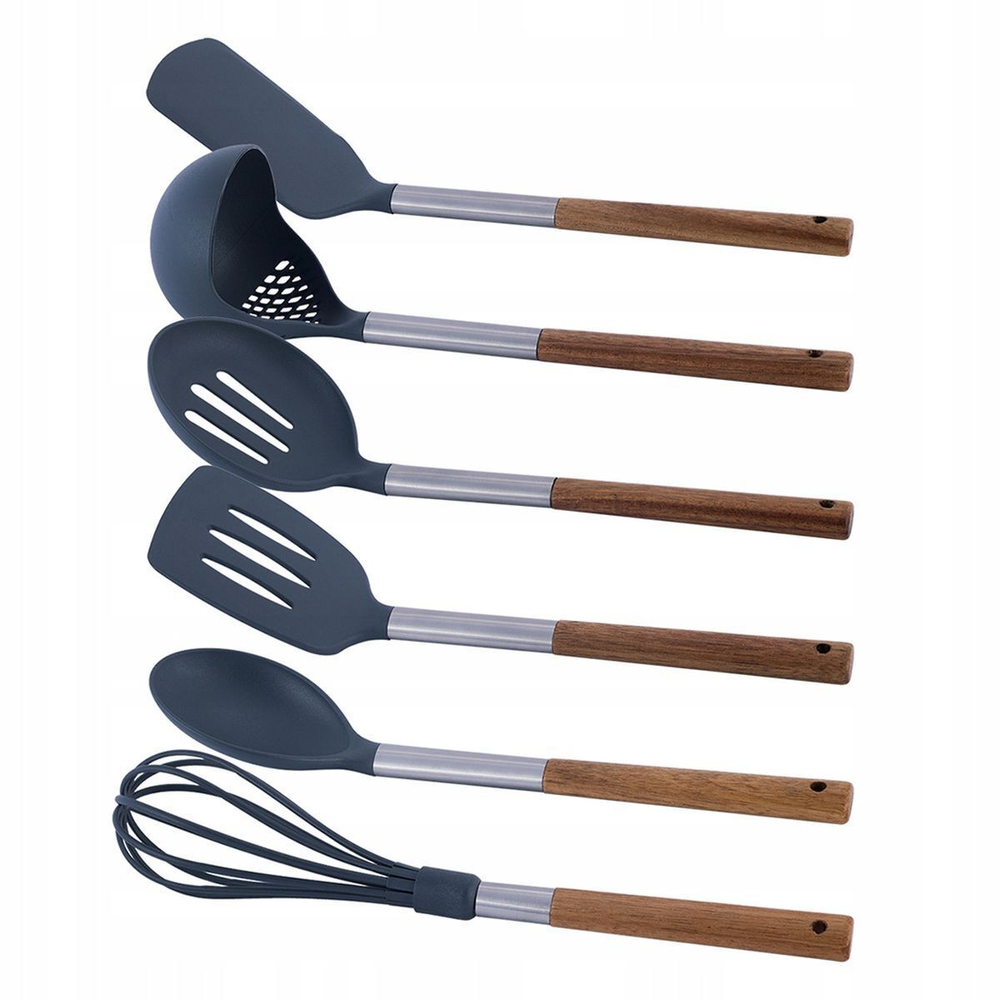 Набор кухонных принадлежностей 7 пр, силикон, на подставке, Kamille, 5034