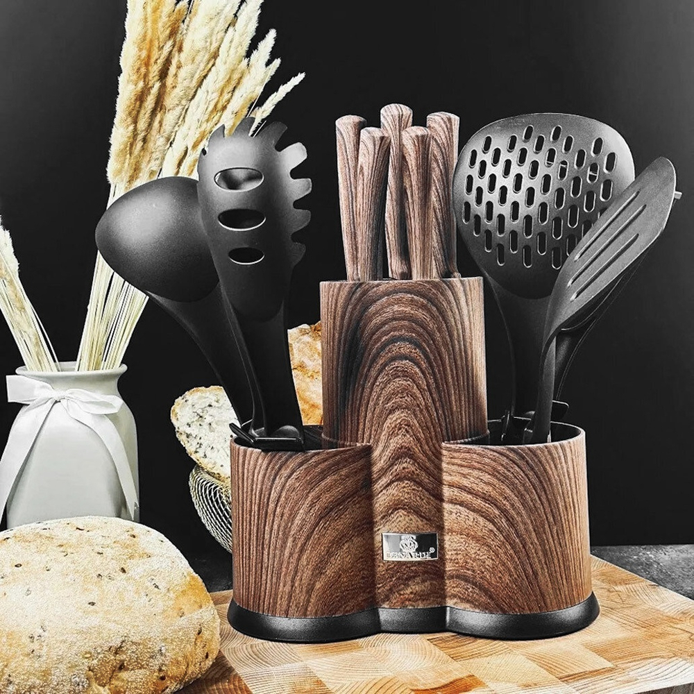 Набор ножей и кухонных принадлежностей 12 предметов на подставке, 196-035