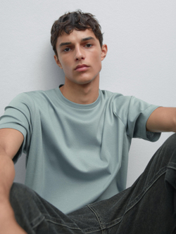 Massimo Dutti Футболка из 100% хлопка, пастельно-голубой