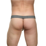 Мужские серебристые трусы-стринги (Размер: L-XL) (Цвет: серебристый)