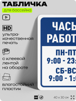 Табличка для бассейна "Часы работы", на пляж, для общественной и частной зоны отдыха, информационная, 40х30 см, Silver Plane x Айдентика Технолоджи