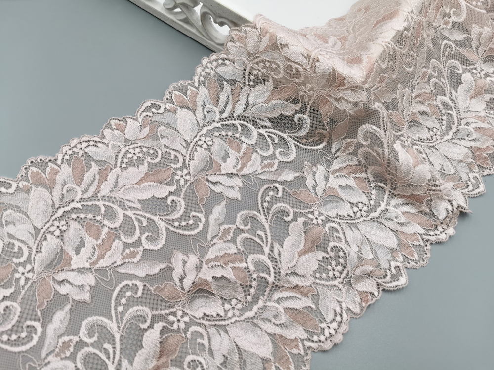 Эластичное кружево, розовая пудра, 22 см, (Арт: EK-2775), м