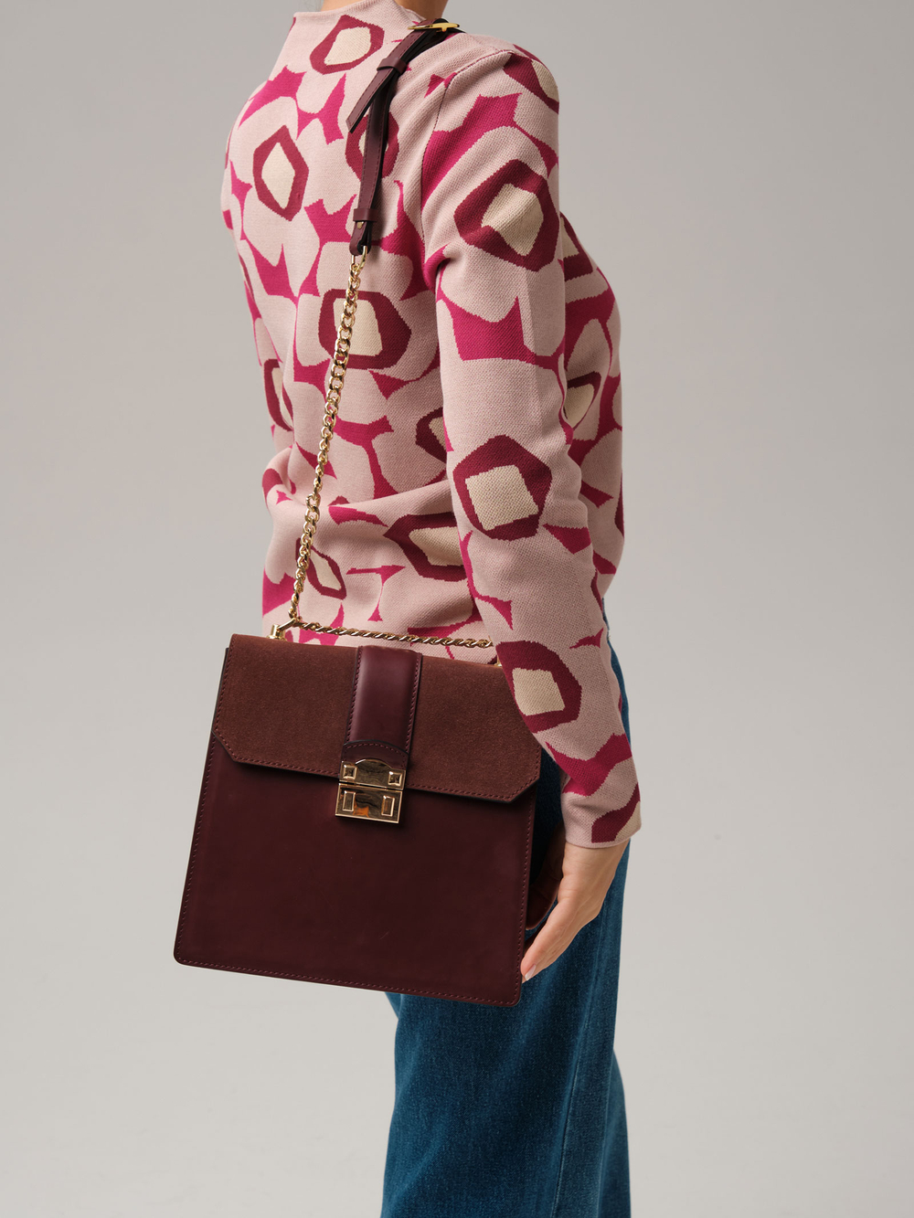 Кожаная сумка Deboro 30547 бордовый бархат