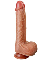 Телесный вибратор Titan с фрикционными движениями и подогревом - 21,5 см.