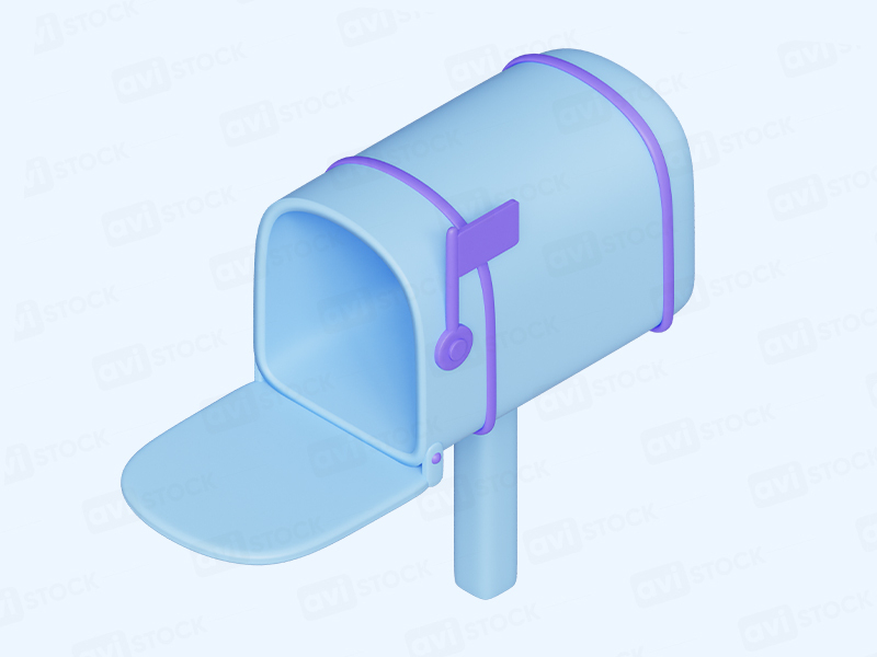 Голубой почтовый детский пустой ящик