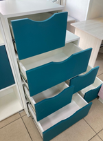 Комод Лесенка МДФ белый/аквамарин