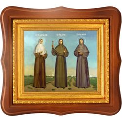 Дивеевские новомученицы: Марфа, Матрона и Пелагия. Икона на холсте.