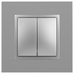 14-1106-03 ЭРА Переключатель двойной, 10АХ-250В, IP20, Эра Elegance, алюминий