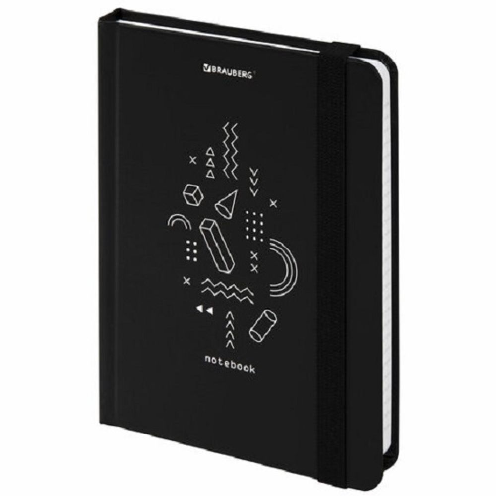 Записная книжка А6, 96л, обл. картон., Brauberg Elements, черный, на резинке