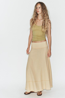 ZARA ДЛИННАЯ ФАКТУРНАЯ ЮБКА, МЯГКИЙ КАШТАНОВЫЙ