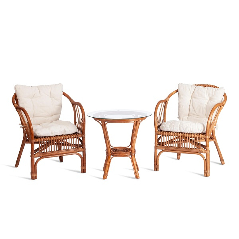 ТЕРРАСНЫЙ КОМПЛЕКТ " NEW BOGOTA " (2 кресла + стол) /с подушками/коричневый кокос