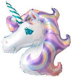 Шар (44""/112 см) Фигура, Голова, Нежный Единорог, Сиреневый, 1 шт. Г011