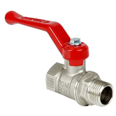 Кран шаровой латунь никель 11Б27фт1М Ду 32 Ру40 ВР/НР рычаг красный VALFEX VF.215.NR1.114.N/P59