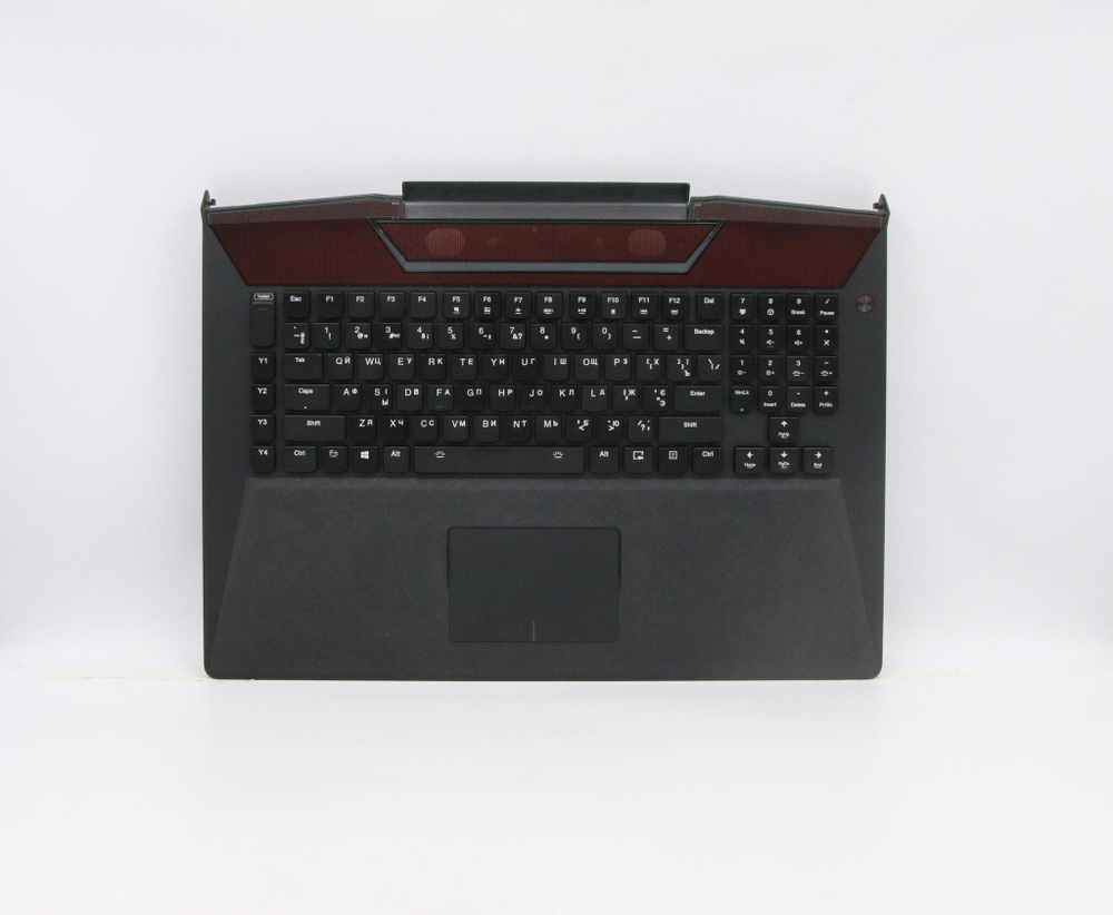 Верхняя панель с клавиатурой (топкейс) для ноутбука Lenovo Y910-17ISK черная, с подсветкой, раскладка - русская+украинская (5CB0M56044)