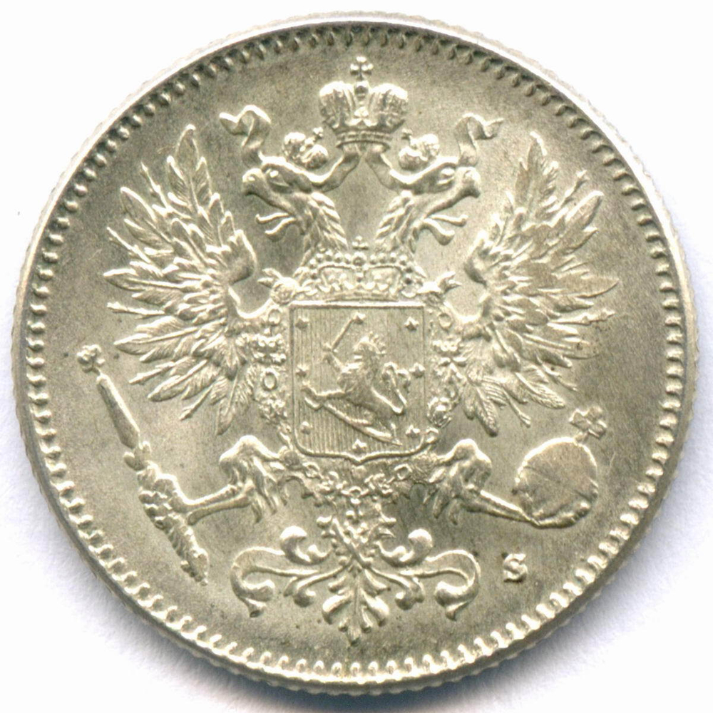 50 пенни 1916 год (S). Россия для Финляндии. AUNC