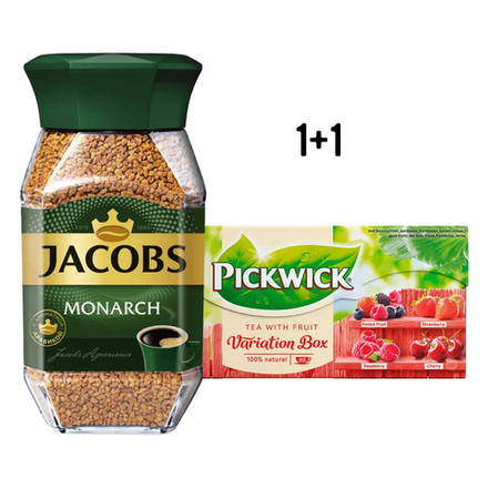 Кофе Jacobs + чай Pickwick фруктово-ягодный