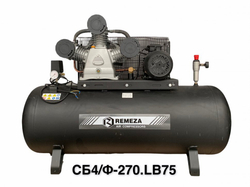 Компрессор поршневой 270.LB75 REMEZA (Белоруссия): 950 л/мин., 10 бар, ресивер 270 л., 5,5 кВт, 380В, габариты без упак. 1650x510x1150 мм, 195 кг.