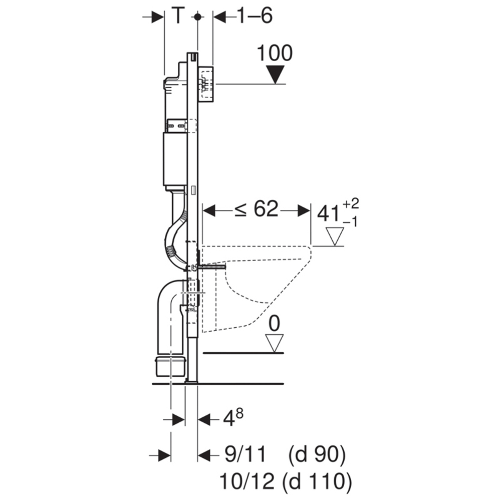 Инсталляция Geberit DuofixBasic для подвесного унитаза, 112 см, со смывным бачком скрытого монтажа Delta 12 см (458.103.00.1)
