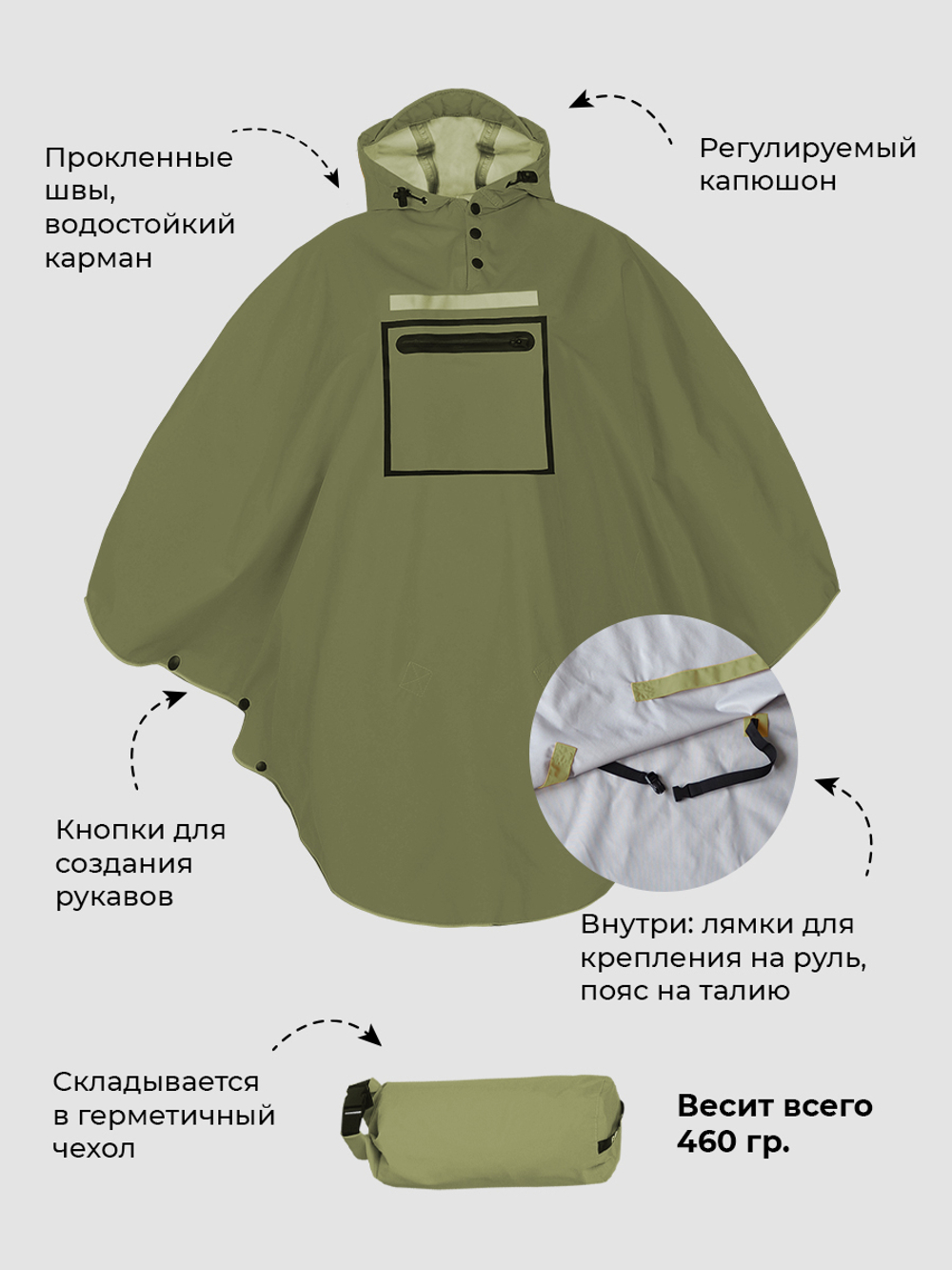 Дождевик-пончо хаки Gamp Haki