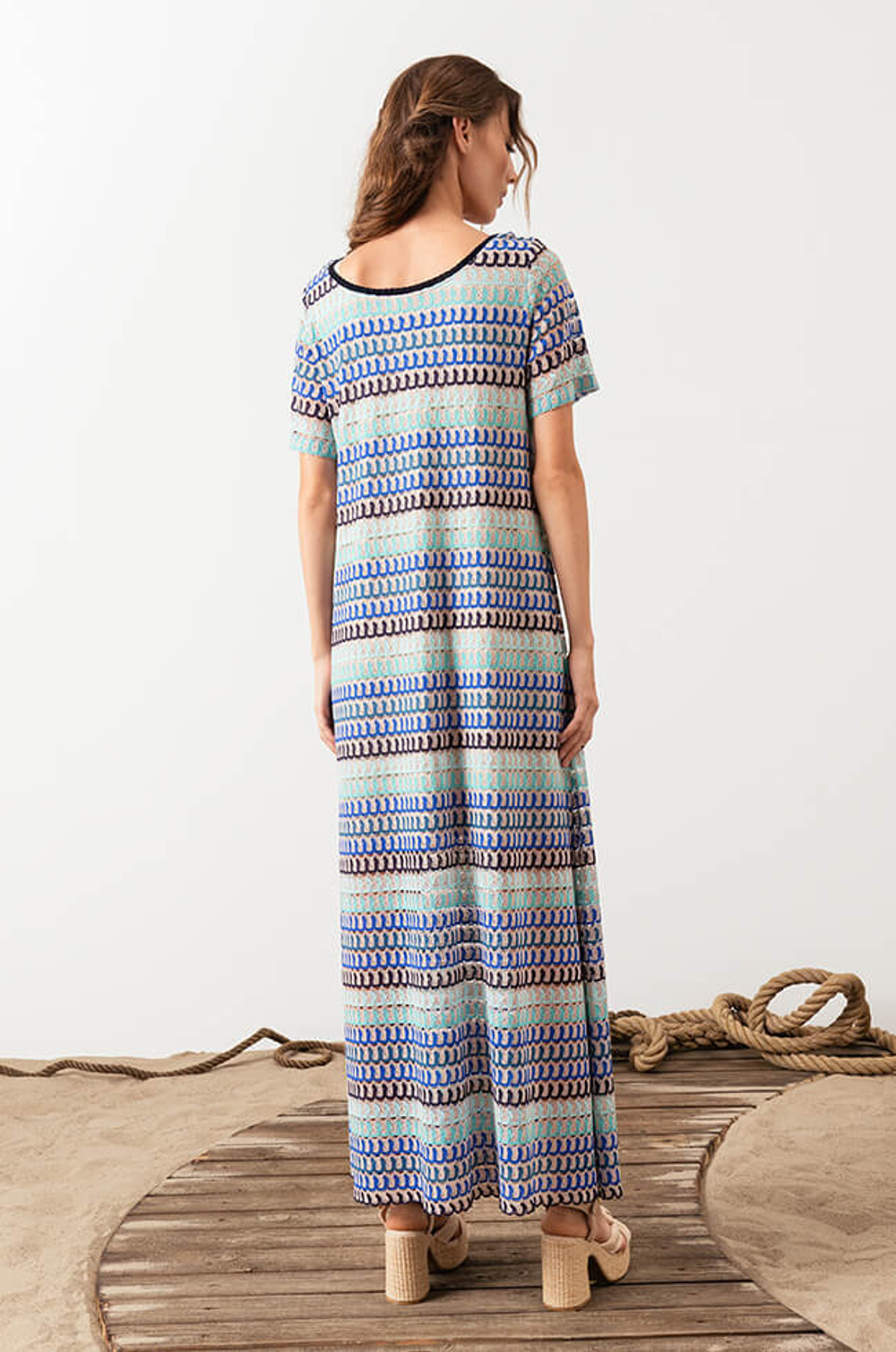 51573 Платье женское (бирюзовый мультиколор)