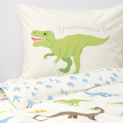 IKEA JÄTTELIK  (ИКЕА ЙÄТТЕЛИК)  -  Пододеяльник и наволочка, динозавры/белый, 150x200/50x60 см