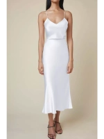 Белая юбка весенняя, атласная плотная, шелковая на резинке