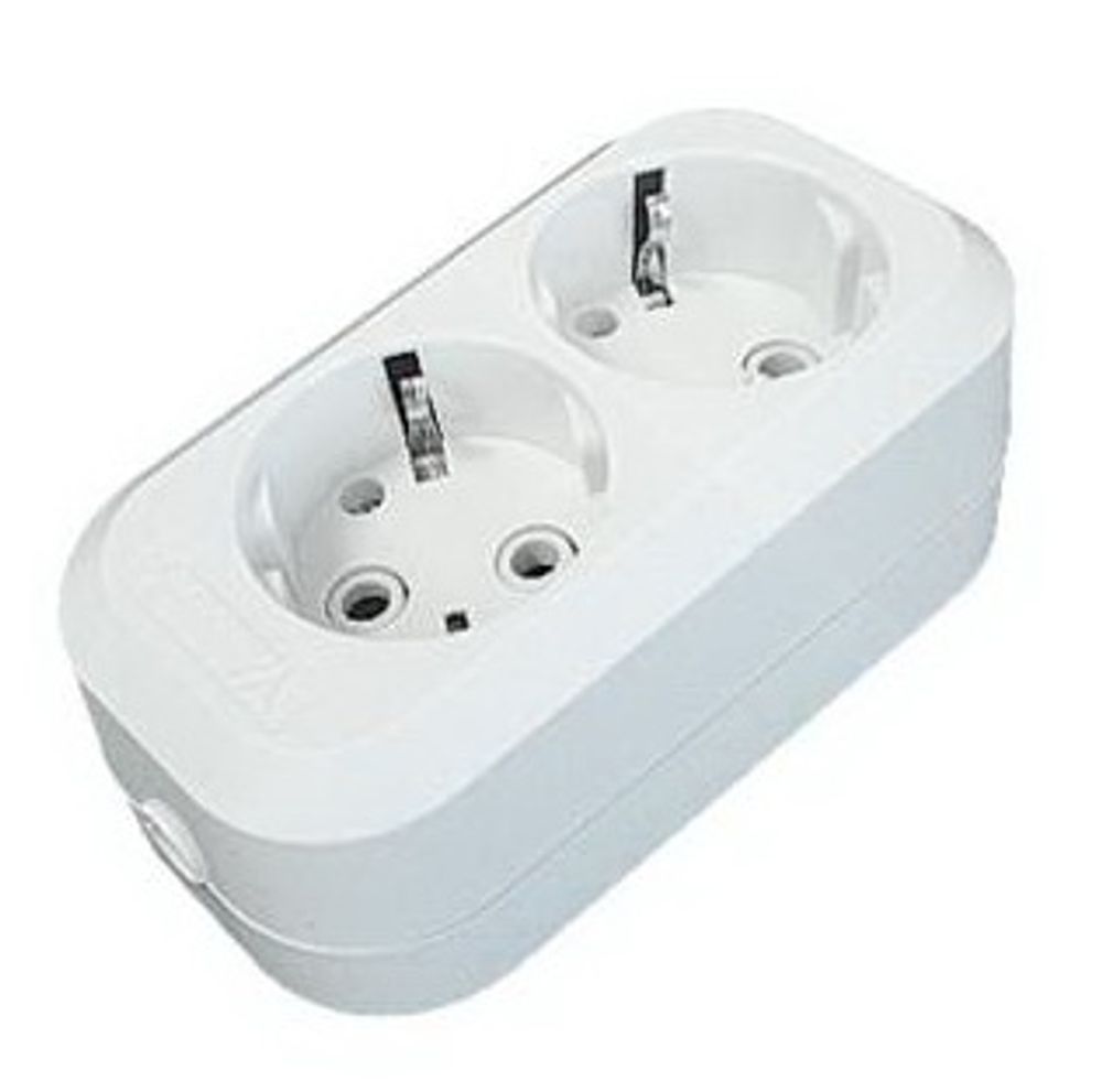 Колодка 2 гнезда с заземлением 16А 220В 3500Вт Белая UNIVersal E302