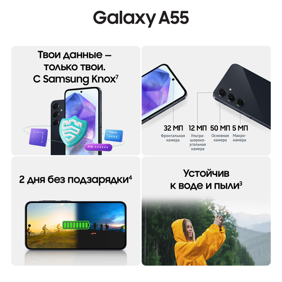 Смартфон Samsung Galaxy A55 12/256 Гб Тёмно-синий