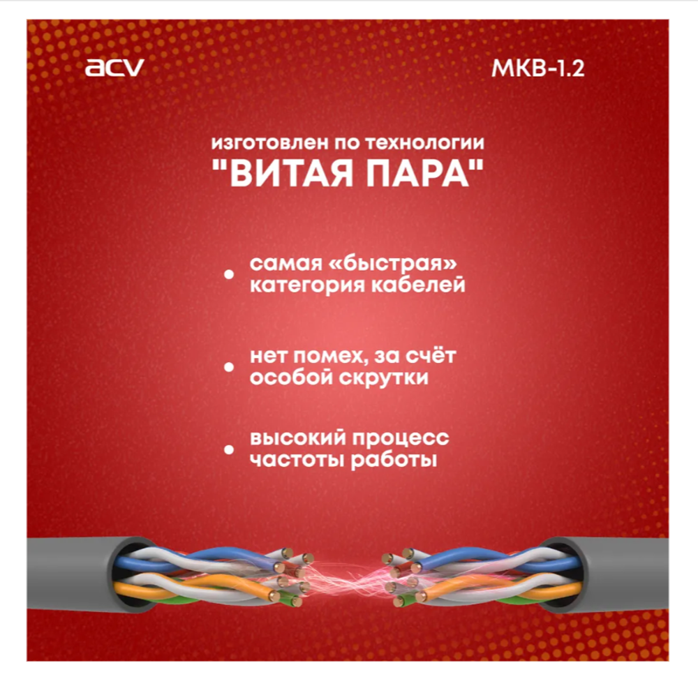 Межблочный кабель RCA 2x2 (1.0м) ACV MKB-1.2