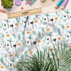 Ткань дюспо пальмы и кактусы